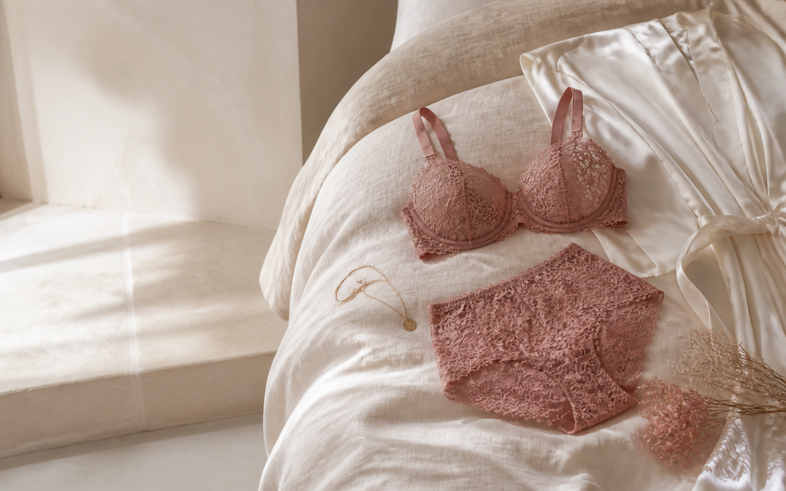 Veysira dusty rose lingerie collection