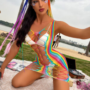 Veysira Cutout Rainbow Mini Dress