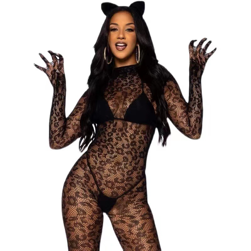 Veysira Long-Sleeve Floral Bodystocking
