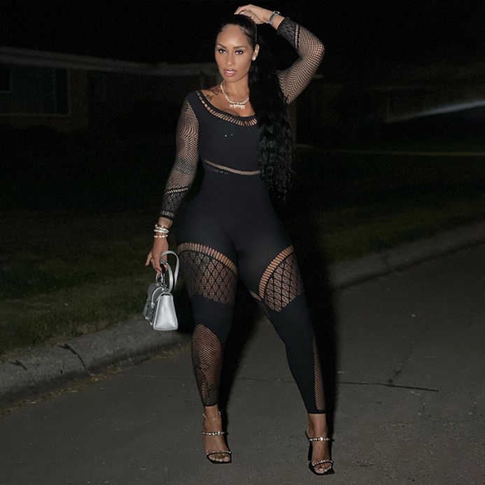 Veysira Long-Sleeve Panelled Net Bodystocking