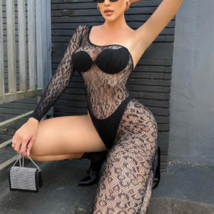 Veysira Asymmetric Floral Bodystocking