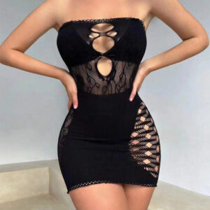Veysira Strapless Lattice-Side Mini Dress