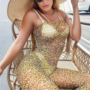 Veysira Leopard-Print Bodystocking