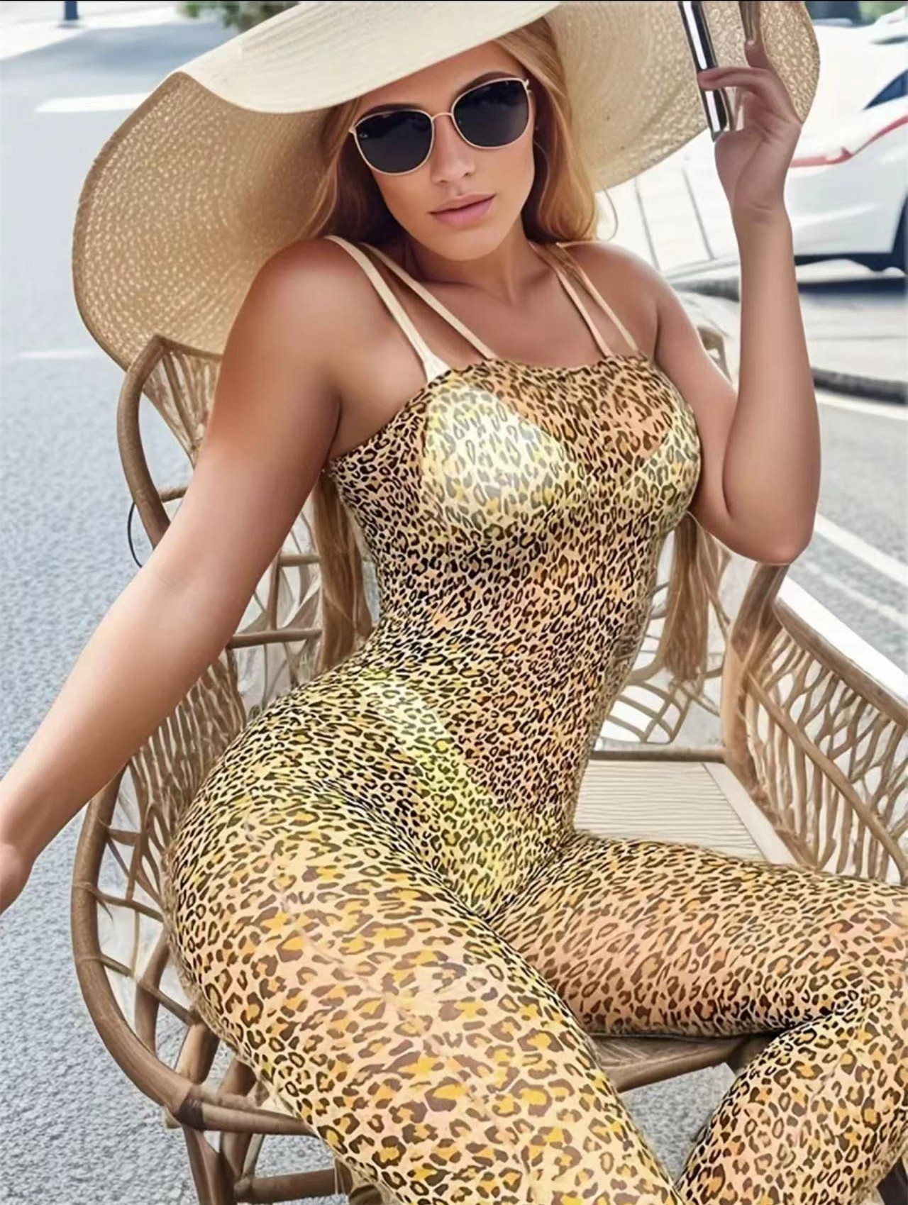 Veysira Leopard-Print Bodystocking