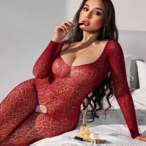 Veysira Rosaire Bodystocking with Fine Floral Texture