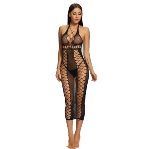 Veysira Amara Midi Dress with Alternating Mesh Panels