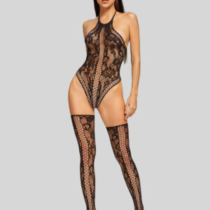 Veysira Eveline Halter Floral Garter Bodystocking