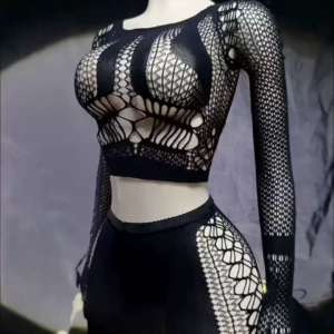 Veysira Astra Geometric Net Crop Top Set