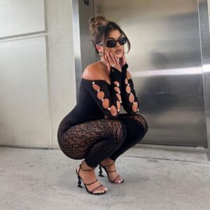 Veysira Lunelle Bodystocking with Descending Round Chest Cutouts