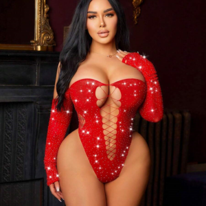 Veysira Long-Sleeve Embellished Cutout Bodysuit
