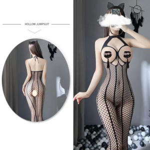 Veysira Open-Bust Ladder Fishnet Bodystocking