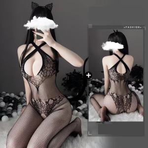 Veysira Cross-Neck Floral Bodystocking