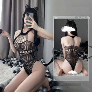 Veysira Caged-Neck Openwork Bodysuit