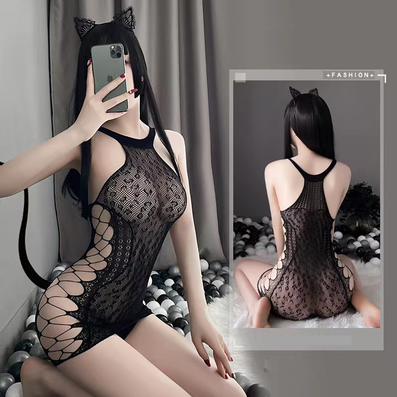 Veysira Halter Floral Cutout Bodysuit