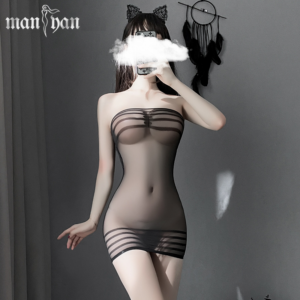 Veysira Banded Sheer Mesh Mini Dress